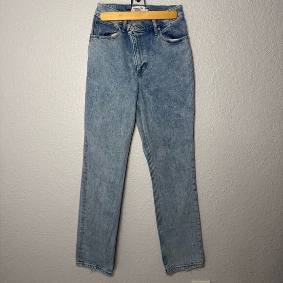 Abercrombie Fitch 90s Straight Ultra High Rise Crossover Waist sz 26 Curve Love - Picture 1 of 12